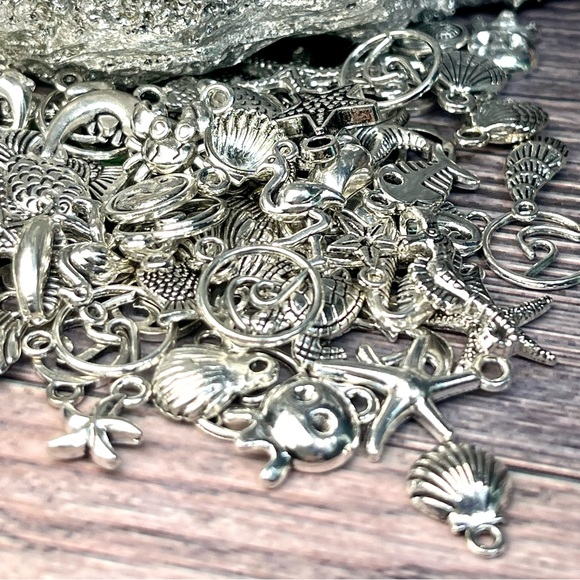 Tibetan Silver NAUTICAL Beach Ocean Themed Mini Charms Jewelry Making Mixed Lot - Picture 6 of 16